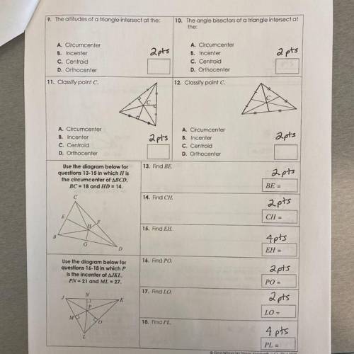 Unit 5 geometry test 
Part 2