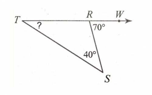 Exterior angle theorem 
A) 110°
B) 34°
C) 23°
D) 30°