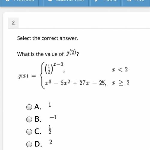 What is the value of g(2)? Please show work