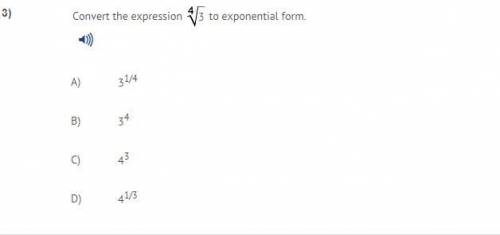 Convert the expression 4✓3 to exponential form