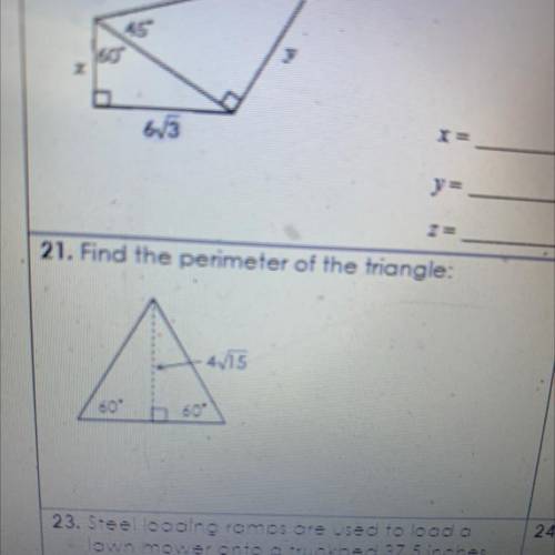 21. Find the perimeter of the triangle: