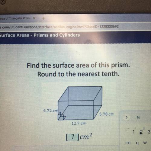 Find the total surface area of this prism round to the nearest tenth