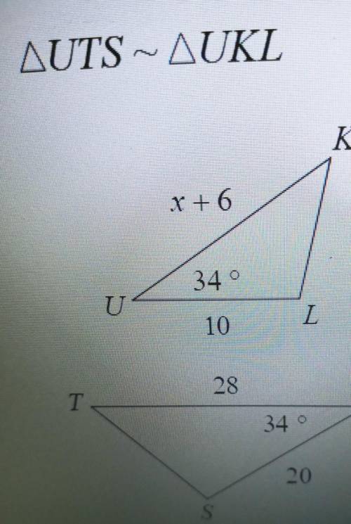 What is the value of variable in the similar triangles below?​