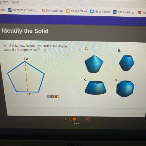 What solid results when you rotate the shape
around the segment AB?