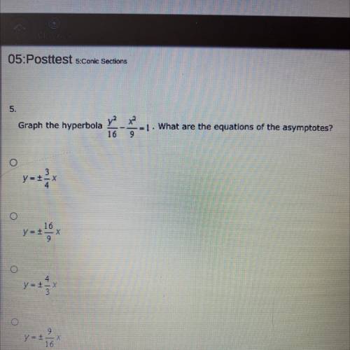 Graph the hyperbola. what are the equations of the asymptotes?
