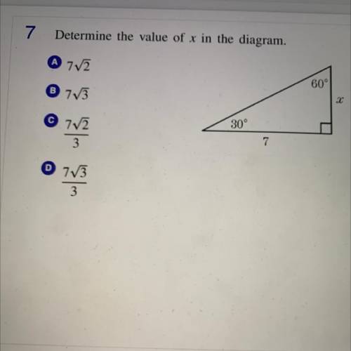 Determine the value of x in the diagram. Plz show your work.
