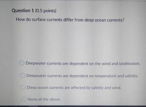 How do surface currents differ from deep ocean currents? Deepwater currents are dependent on the wi