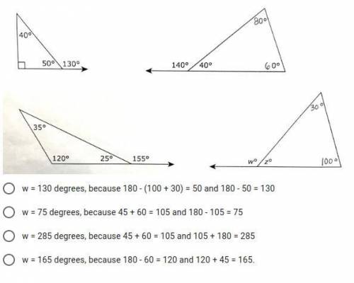 Four triangles are shown. Based on these triangles, which statement is true?
