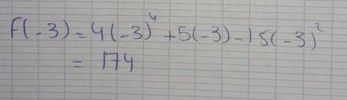 Given f(X) = 4x^4+5x - 15x² - 45, find f(-3).