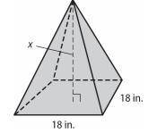What is the missing side length of the pyramid if the volume is 1,026 cubic inches