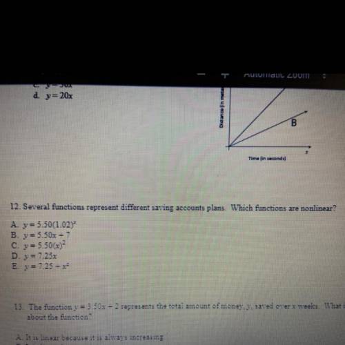 Which functions are nonlinear? HELP ASAP