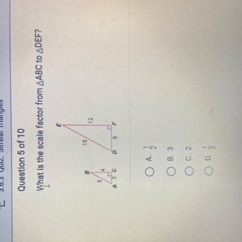 What is the scale factor from ABC to DEF