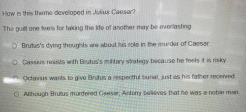 PLS HELP ASAP
how is the theme developed in Julius Caesar?