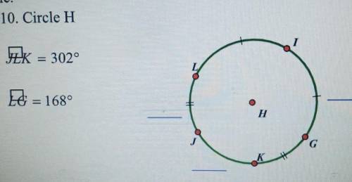 10. Determine the measure of the missing arcs on the circle.​