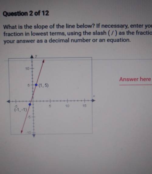 What is the slope of the line below if necessary, enter your answer as a fraction in lowest terms,