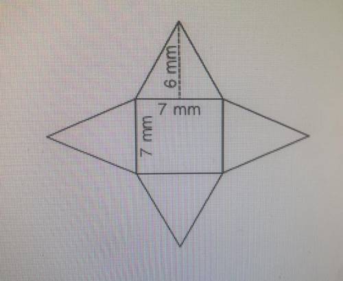 Find the total surface area of the figure.

a. 49 sq. mm
b. 133 sq. mm
c. 21 sq. mm
d. 84 sq. mm