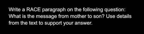 Write a RACE paragraph on the following question: what is the message from mother to son?use detail