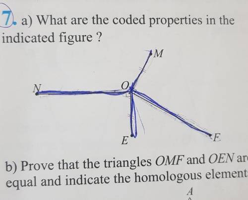 D. a) What are the coded properties in the

indicated figure ?M MN.EEb) Prove that the triangles O