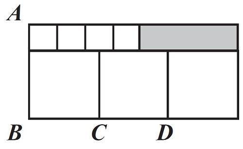 The rectangle shown consists of three large congruent squares, four small congruent squares, and a