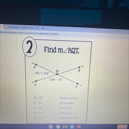 Find mRQT.
(4x + 15)
(10x – 3)