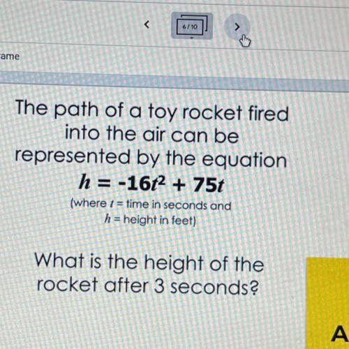 The path of a toy rocket fired

into the air can be
represented by the equation
h = -16t^2 + 75t
(