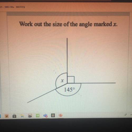 Work out the size of the angle marked x.
x
145