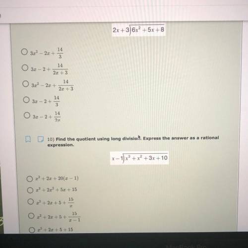 2x +3) 6r2 +5x + 8 using long division
help me on both pls