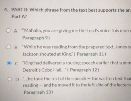 Which phrase from the text best supports the answer to Part A. PLEASE HURRY ​