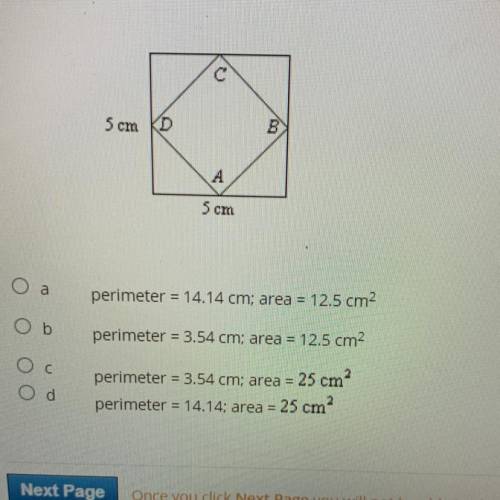 The vertices of square ABCD are the midpoints of the sides of a larger square. Find the perimeter a