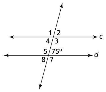 In the figure, c ∥ d. What are the measures of ∠1 and ∠2? Enter your answers in the boxes.

m∠1 =
