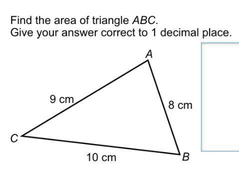 Find the area of triangle ABC. 
Give your answer correct to 1 decimal place.