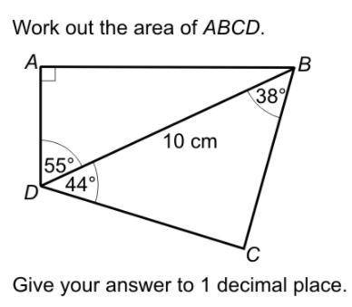 Work out the area of ABCD.
Give your answer to 1 decimal place.