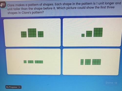 Clare makes a pattern of shapes each shape in the pattern is 1 unit longer and 1 unit taller than t