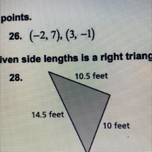 Tell whether the triangle with the given side lengths is a right triangle.