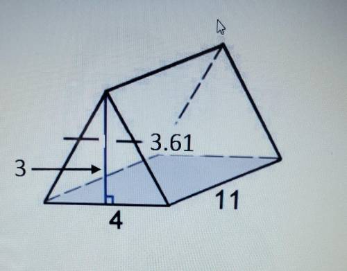 Find the total surface area of the triangular prism. Select one:

O 135.42 O178 42 O 123.42O 116.4