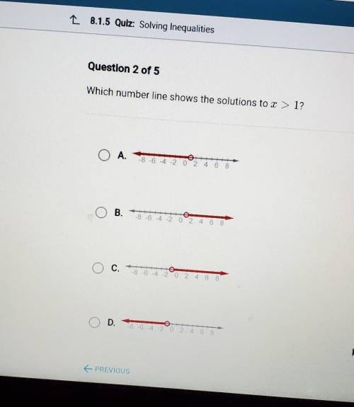 Which number line shows the solution to x > 1?​