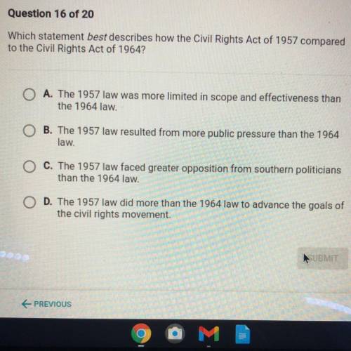 Which statement best describes how the Civil Rights Act of 1957 compared
to the