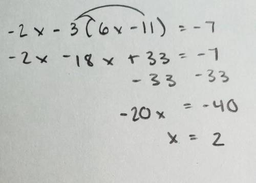 Solve the system by substitution method:
y = 6x-11
-2x - 3y = -7
show your work