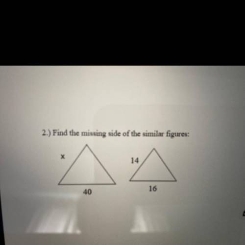 Find the missing side of similar figure
find x