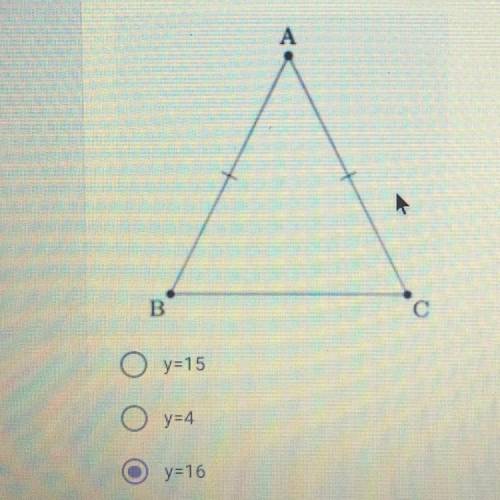 If AB is 15 inches, and AC is (4y-1), what is the value of y?