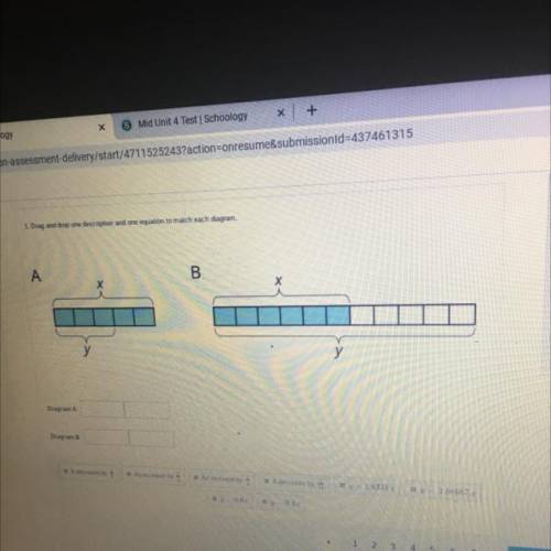 1. Drag and drop one description and one equation to match each diagram