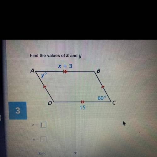 Find the values of x and y quadrilateral and please explain, thank you