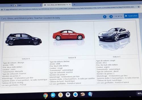In this activity, you will research various car features and write a paragraph comparing and contra