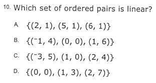 Which set of ordered pairs is linear?