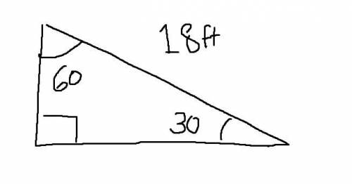 The length of the side opposite the 90 degree angle of a 30-60-90 is 18 ft. Determine the lengths of