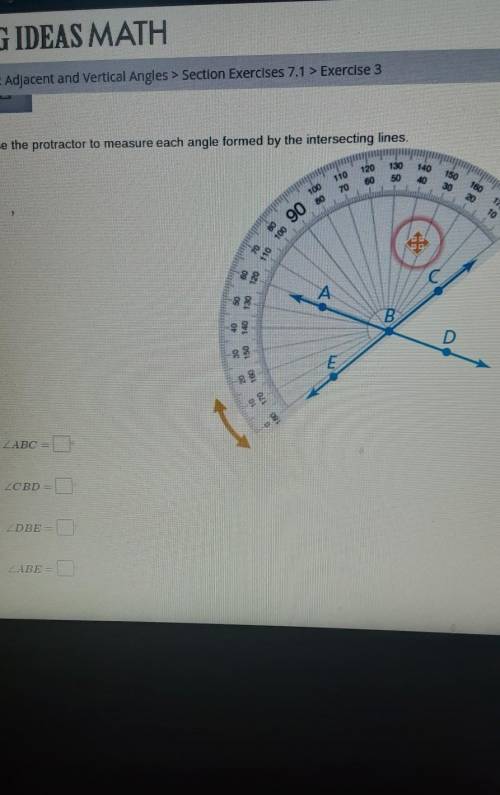 Use the protractor to measure each angle formed by the intersecting lines.​