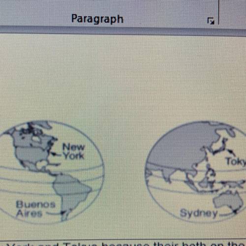 6. Using the diagram to the left,

which cities have the same seasons at
about the same time? Why