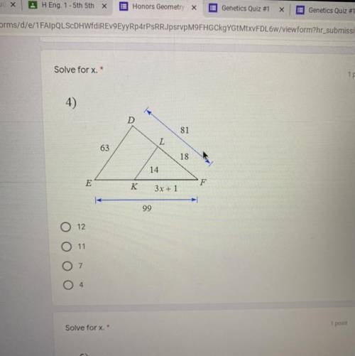 Solve for x. SHOW WORK PLEASE