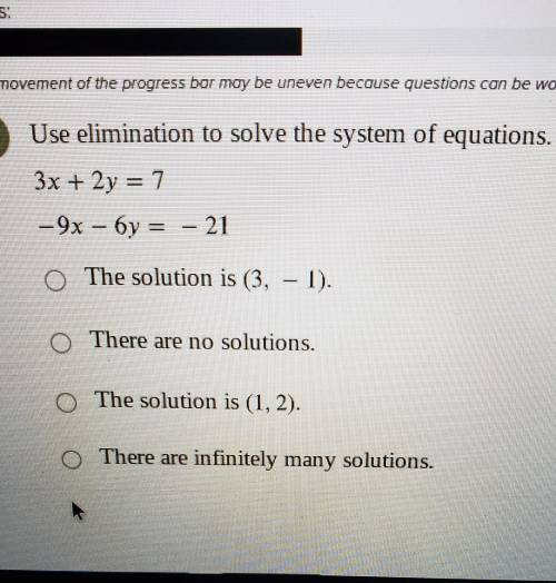 Use elimination metho to solve the system of equations ​