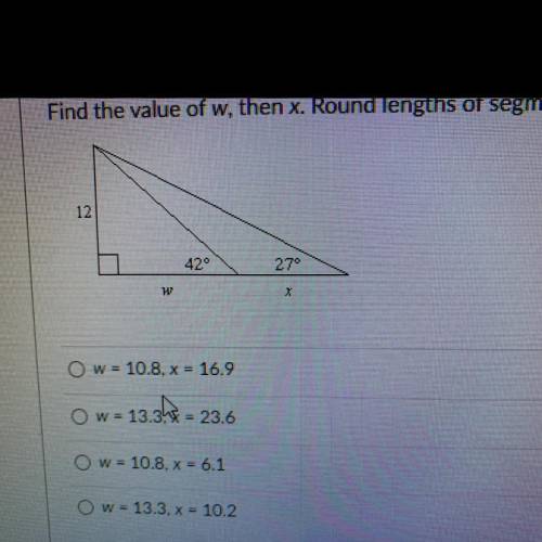 Find the value of w and then x
